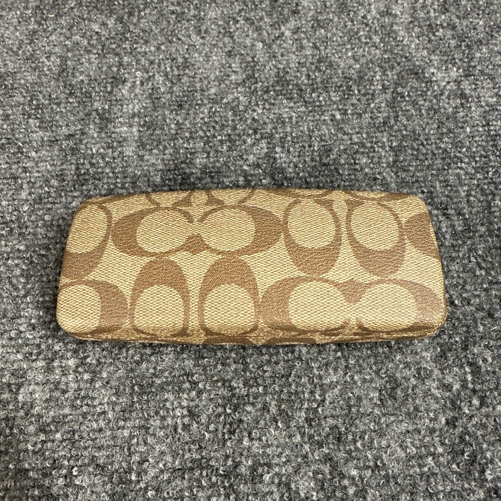Coach Signature Monogram Eyeglass Case Hard Shell Brown Khaki Sunglasses